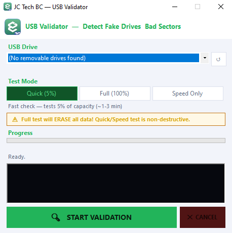 USB Validator Window
